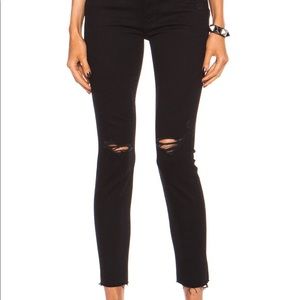 Mother skinny jeans with distressing in black